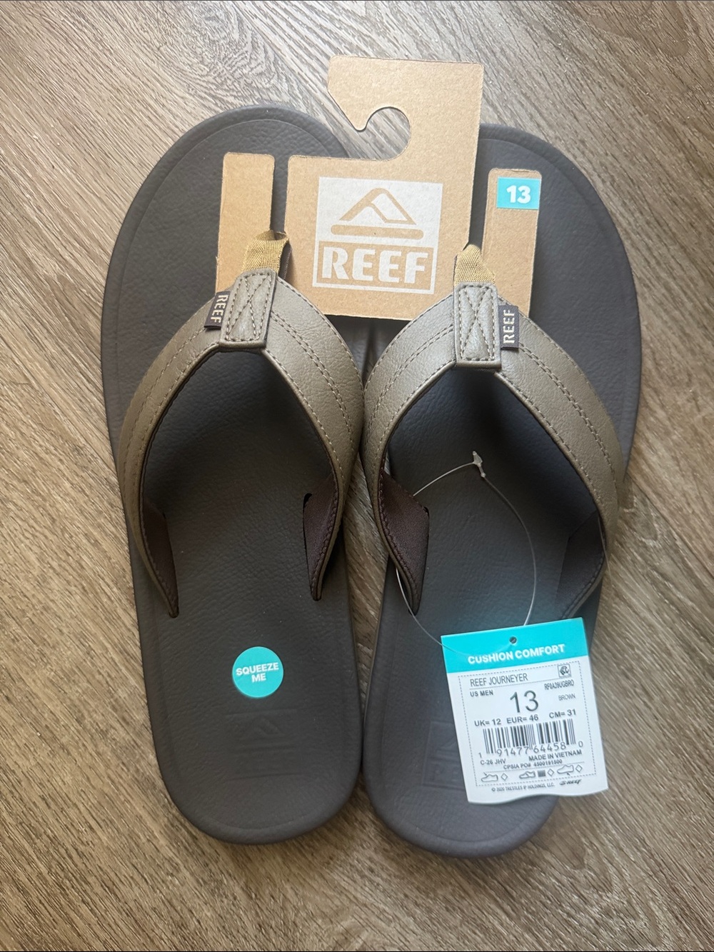 Reef Men’s Tan Brown Cushion Flip-Flops